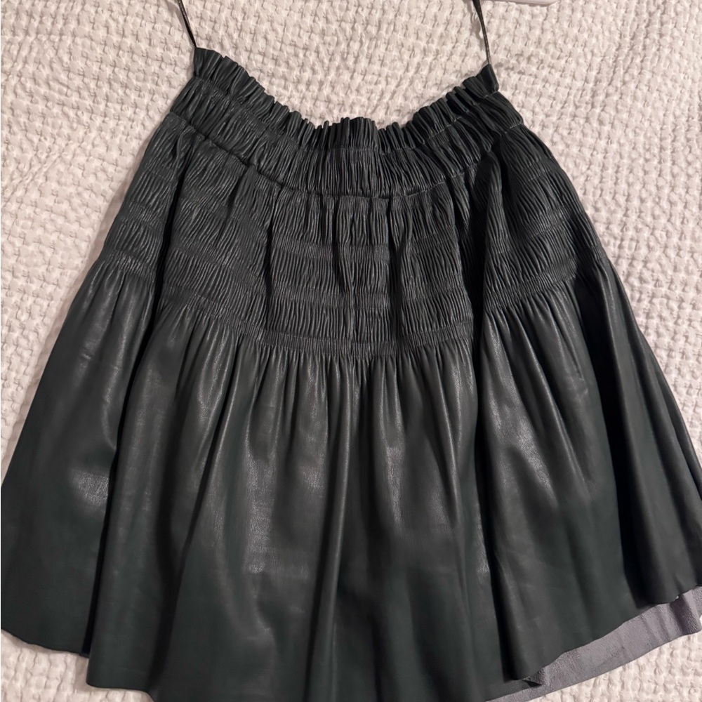 Elegant Faux Leather Deep Green Women's Skirt